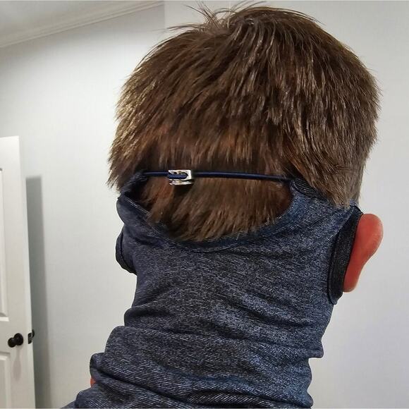 Max Studio Performance L/S shirt High Neck SUN BLOCKER Ear Loops Size Small Blue - Picture 5 of 12